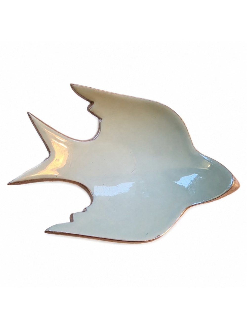 Lunares San Francisco Enameled Aluminum Dove Trinket Dish Pale Green & Polished